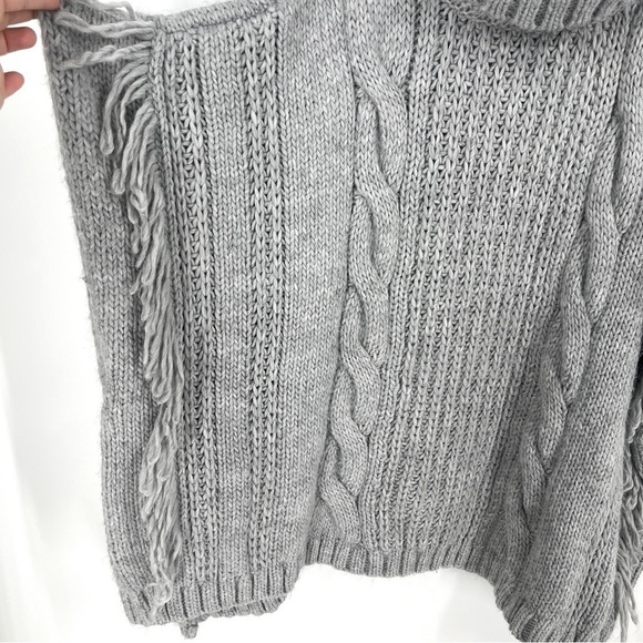 LOFT Womens Oversized Gray Chunky Knit Poncho Turtleneck - Picture 5 of 9